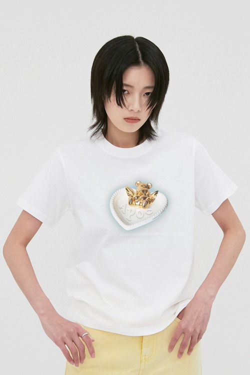 Slim Fit Feather Bear TEE_White